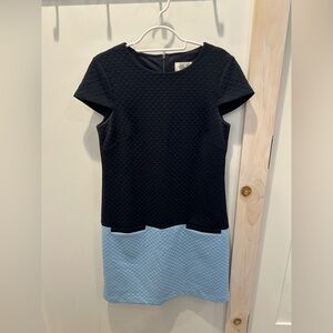 Eliza J Blue Color Block Textured Shift Dress Size 6